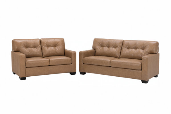 Mahoney Sofa and Loveseat; Toffee
