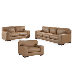 Lombardia Leather Sofa, Loveseat, and Oversized Leather Chair