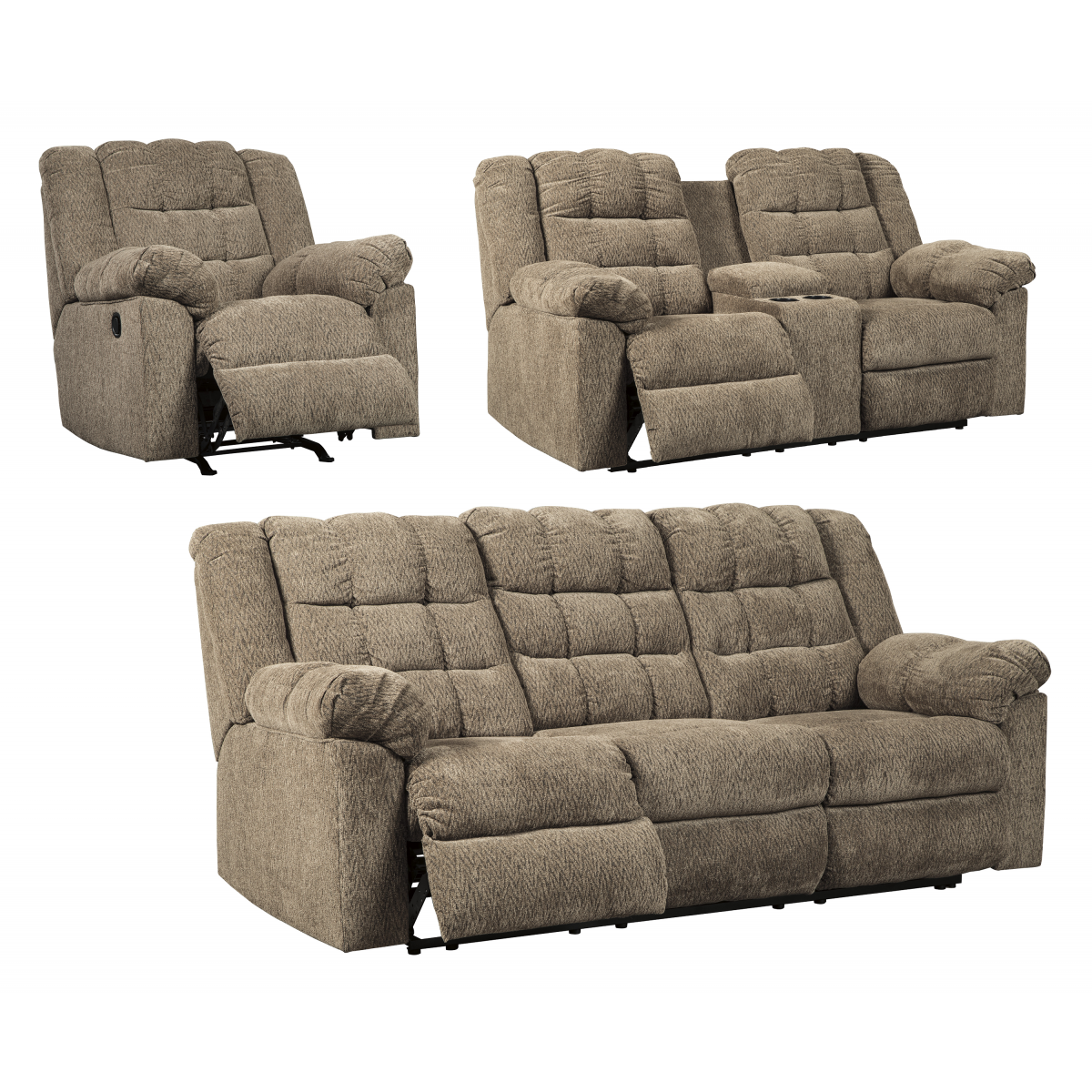 Workhorse Reclining Sofa, Loveseat and Rocker Recliner