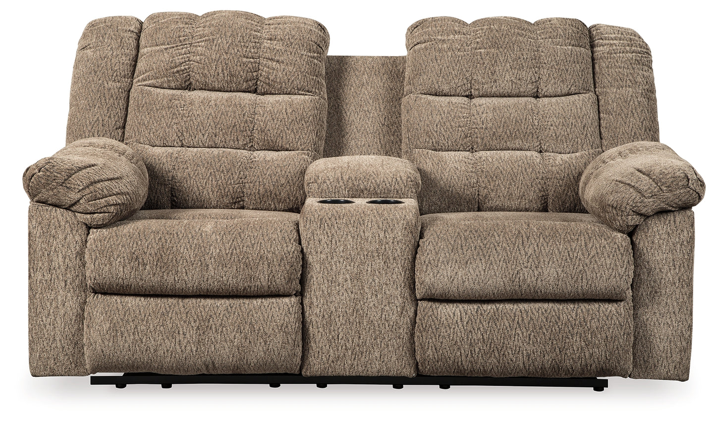 Workhorse Reclining Loveseat with Console - Ashley Furniture - Brunei