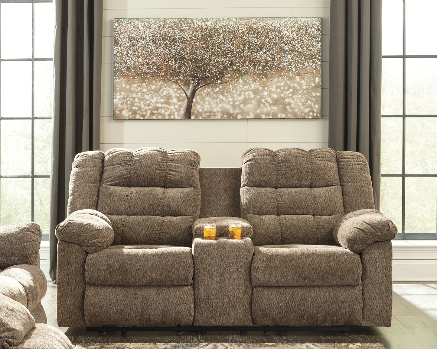 Workhorse Reclining Loveseat with Console - Ashley Furniture - Brunei