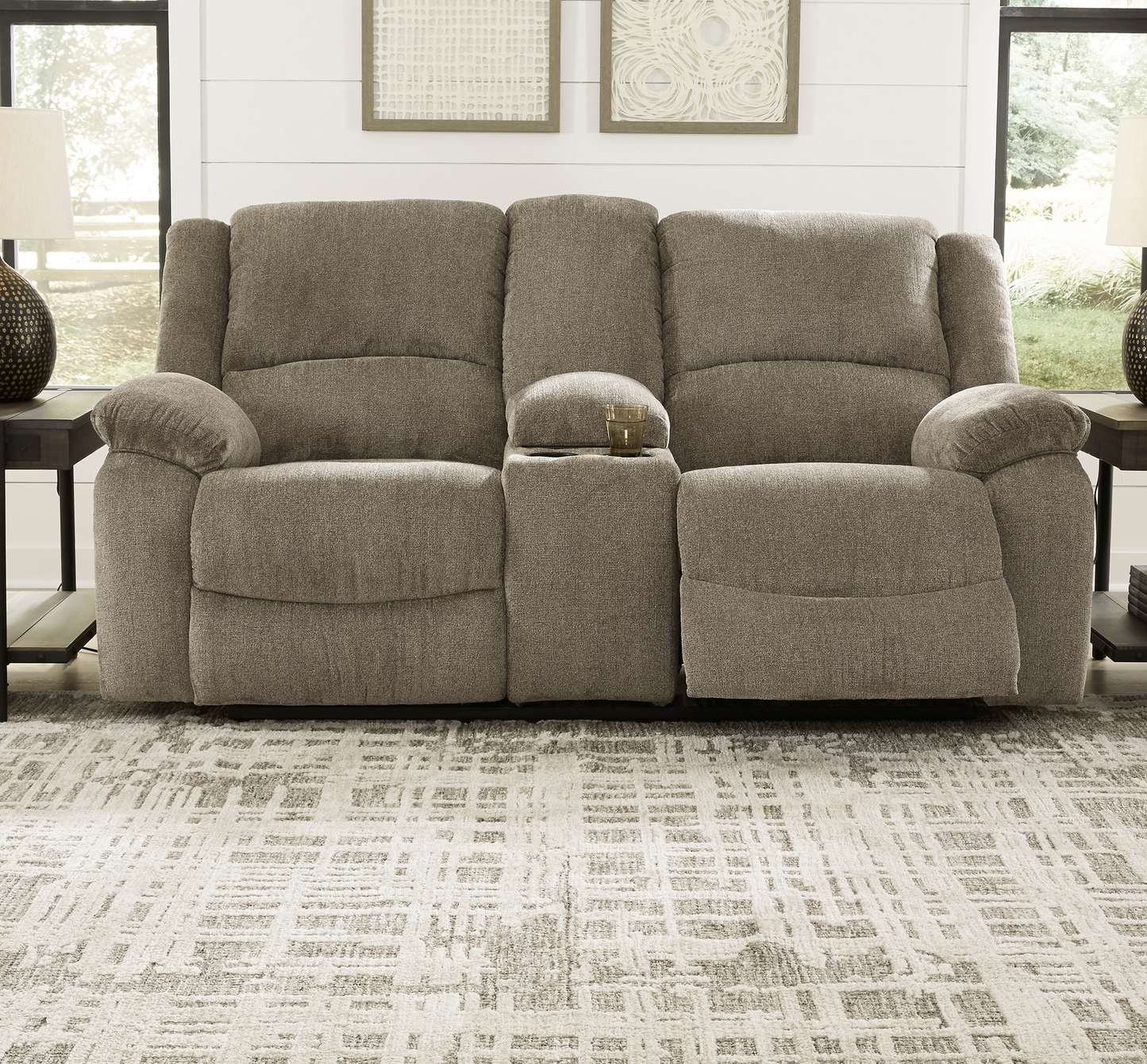 Draycoll Reclining Loveseat with Console - Ashley Furniture - Brunei