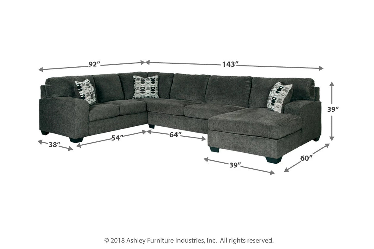 Ballinasloe 3-Piece Sectional and Ottoman - Ashley Furniture - Brunei