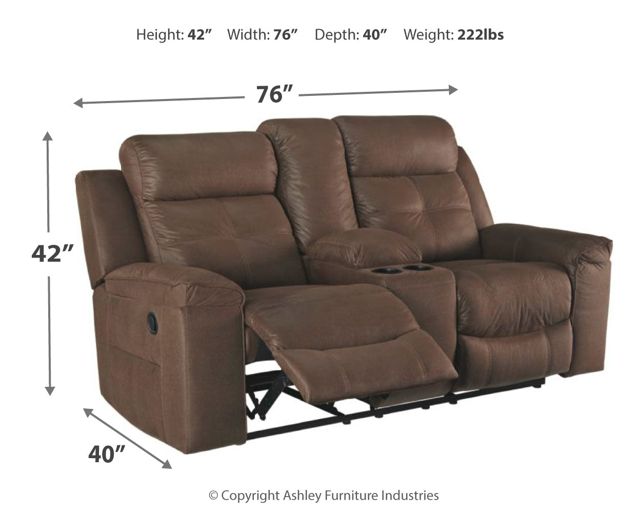 Jesolo Reclining Loveseat with Console - Ashley Furniture - Brunei