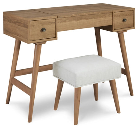 Thadamere Vanity/UPH Stool (2/CN);Light Brown(