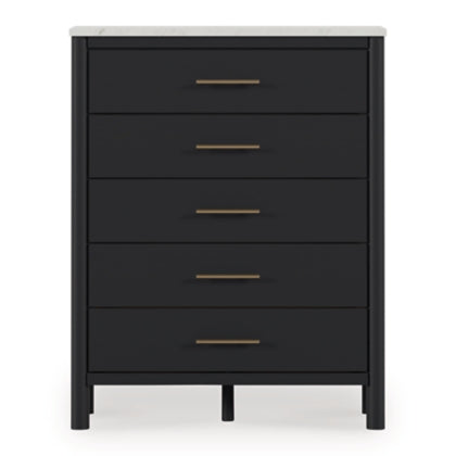 Fargenta Five Drawer Chest; Black/White