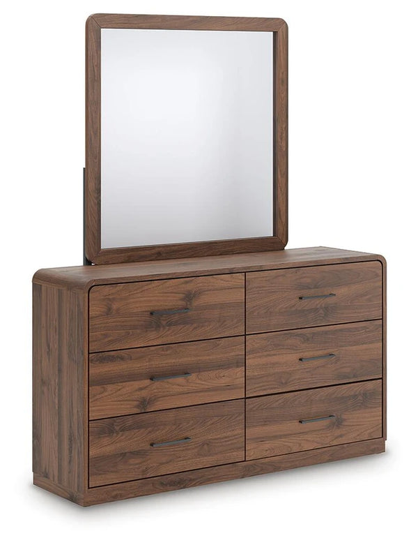 Hollinaze Dresser and Mirror;Walnut Mirror