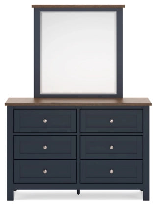 Landocken Dresser and Mirror;Brown/Blue
