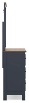 Landocken Dresser and Mirror;Brown/Blue
