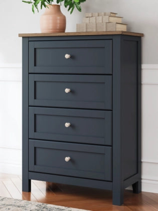 Landocken Four Drawer Chest;Brown/Blue