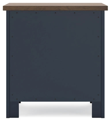 Landocken Two Drawer Night Stand;Brown/Blue