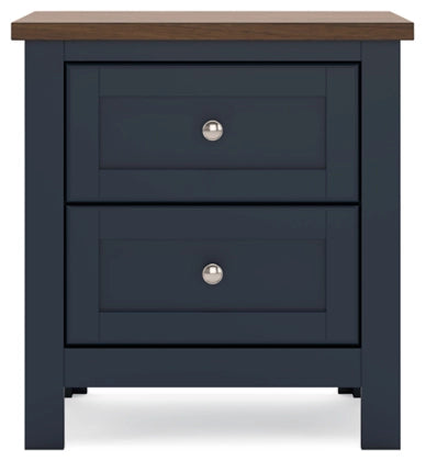 Landocken Two Drawer Night Stand;Brown/Blue