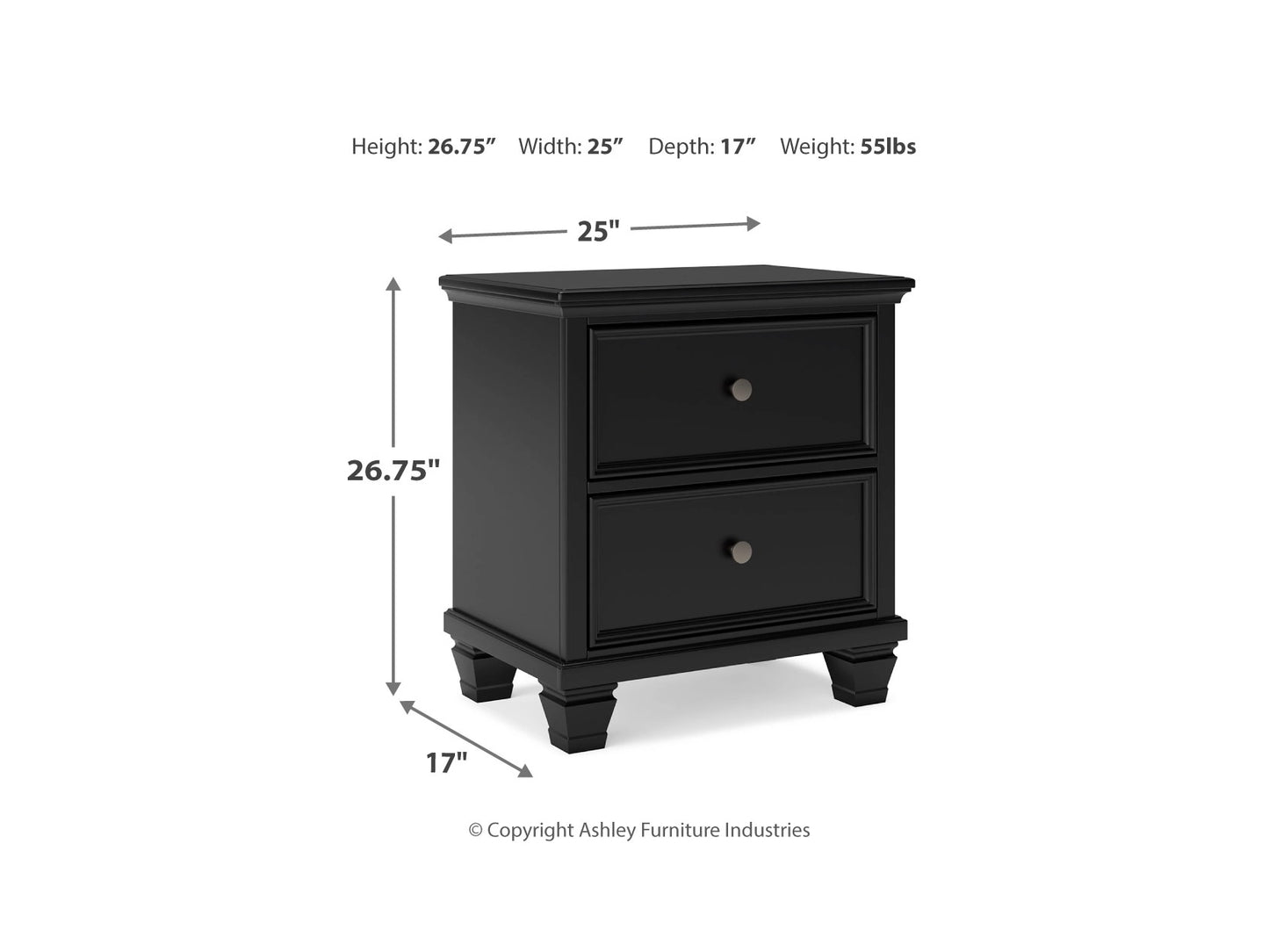 Lanolee 2 Drawer Nightstand