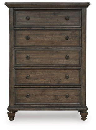 Veramond Five Drawer Chest;Dark Brown