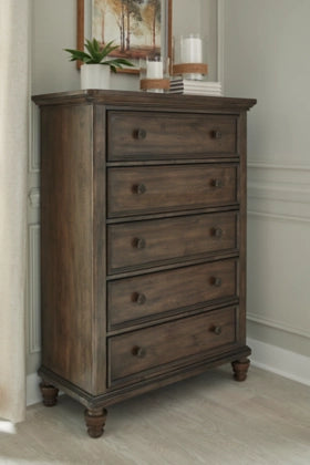 Veramond Five Drawer Chest;Dark Brown