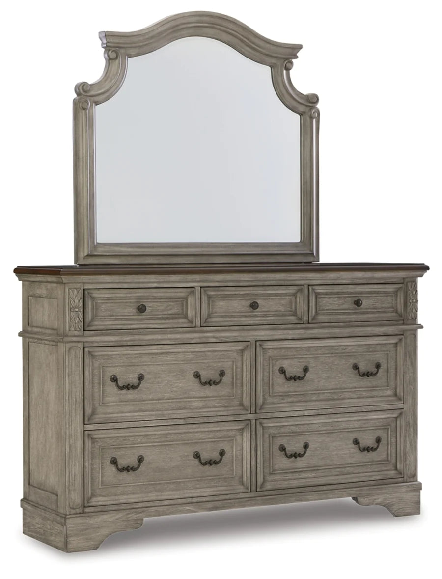 Lodenbay King Panel Bed with Mirrored Dresser, Chest and Nightstand
