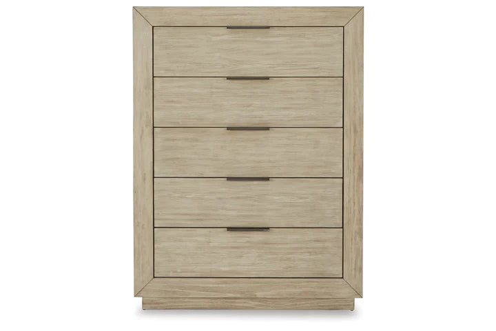 Hennington King Upholstered Bed with Mirrored Dresser, Drawer, and Nightstand