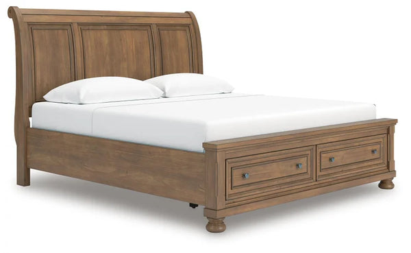 Vandenmore King Storage Sleigh Bed;Medium Brown
