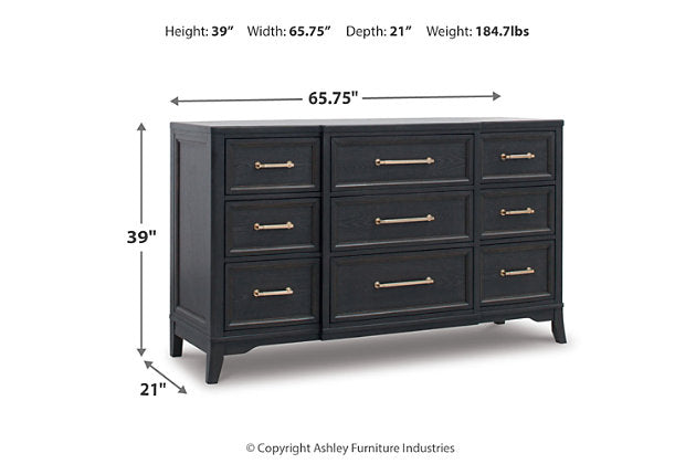 Welltern California King Panel Bed with 9 Drawer Dresser, 5 Chest Drawers, 3 Drawer Nightstand and Bedroom Mirror