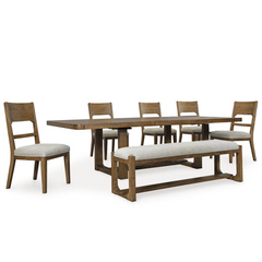Cabalynn Dining Extension Table and 5 Chairs and Bench
