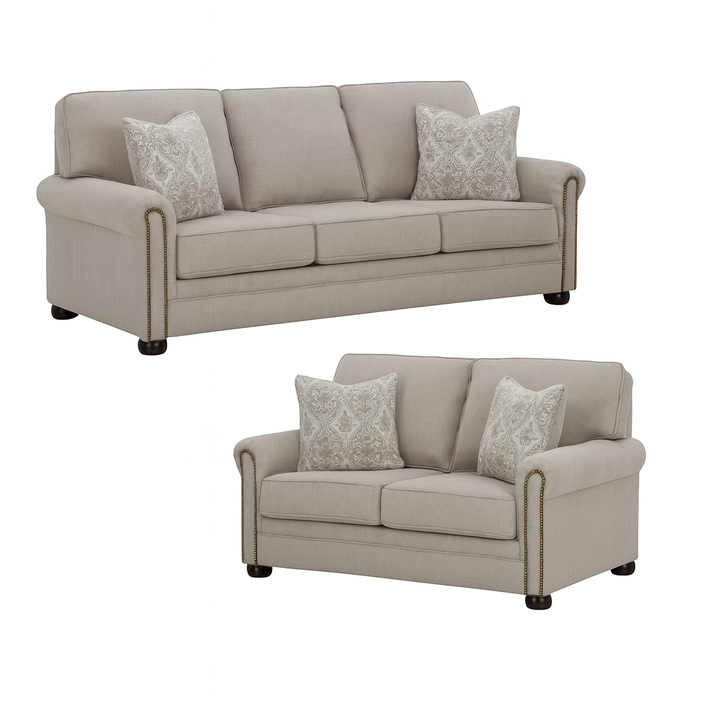 Gaelon Sofa Set;Pebble