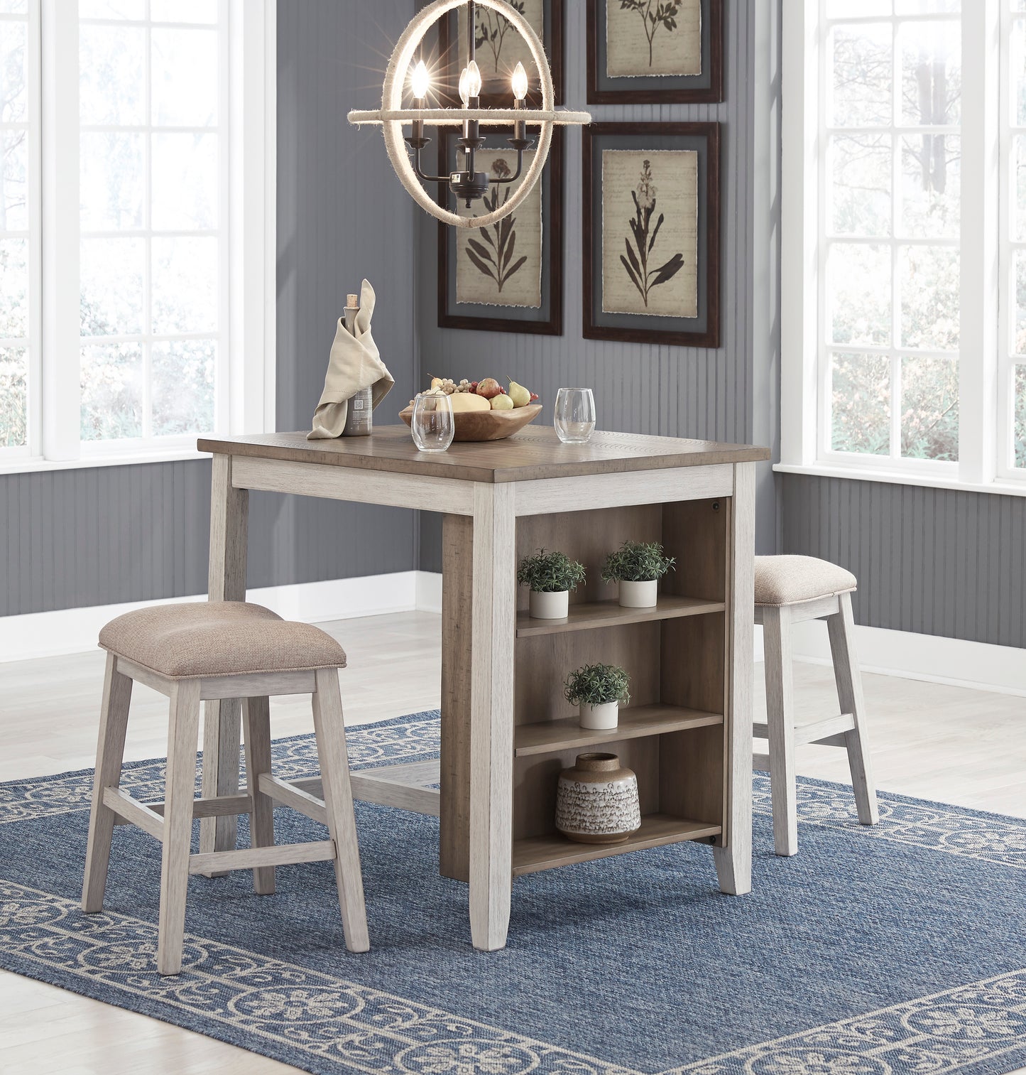 Skempton Counter Height Dining Table and Bar Stools (Set of 3) - Ashley Furniture - Brunei