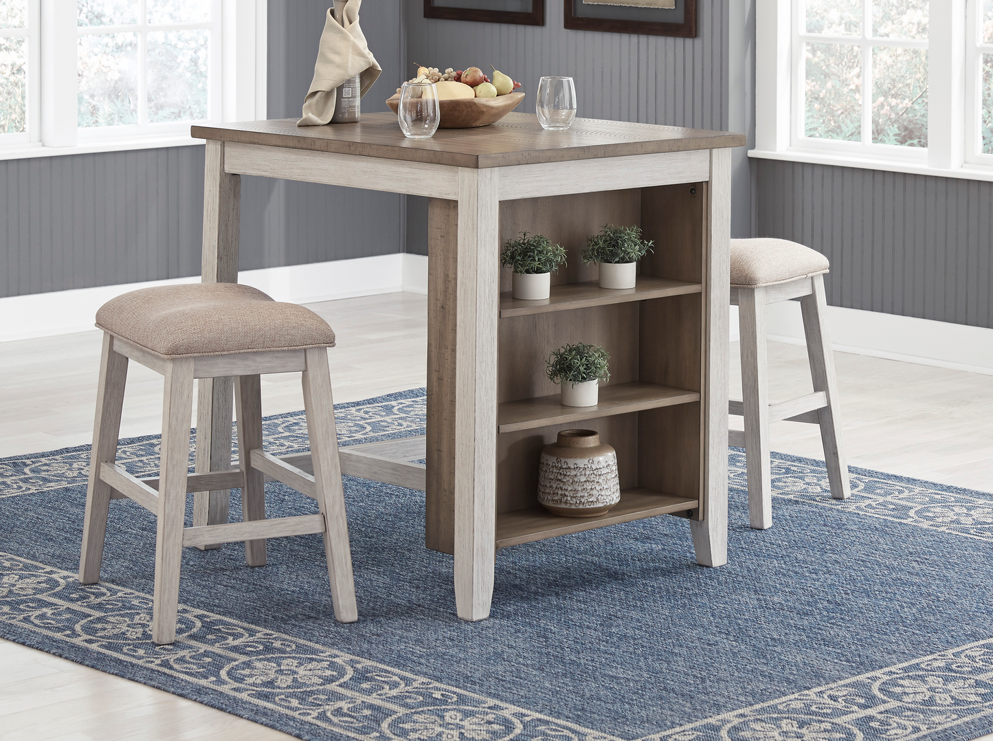 Skempton Counter Height Dining Table and Bar Stools (Set of 3) - Ashley Furniture - Brunei