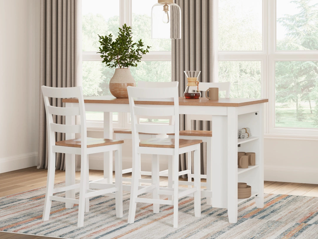 Gesthaven Counter Height Dining Table Set; Natural/White