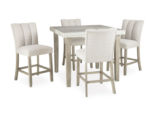 Karmenton Counter Height Dining Table & 4 Barstools;Bisque
