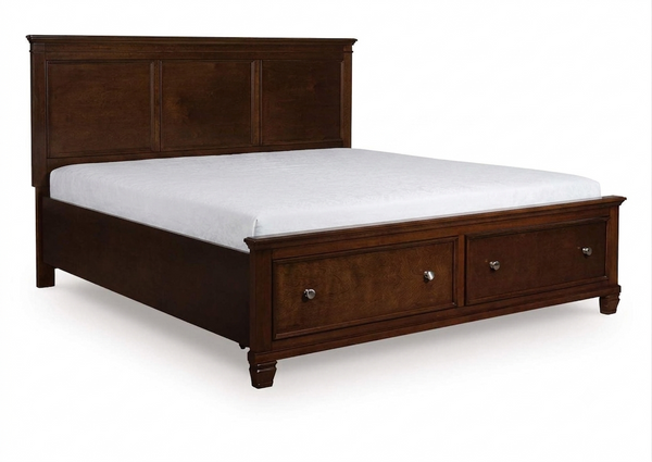 Danabrin Queen storage footboard with roll slates;Brown