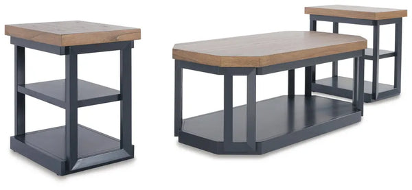 Landocken Table (Set of 3);Brown/Blue
