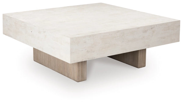 Jorlaina Square Cocktail Table; Light Graish Brown