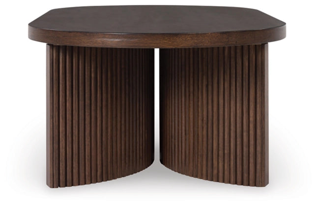 Korestone Oval Cocktail Table;Dark Brown