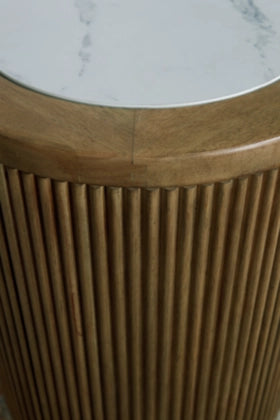 Camdill Round End Table;Light Brown/White