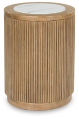 Camdill Round End Table;Light Brown/White