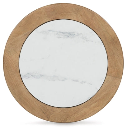 Camdill Round End Table;Light Brown/White