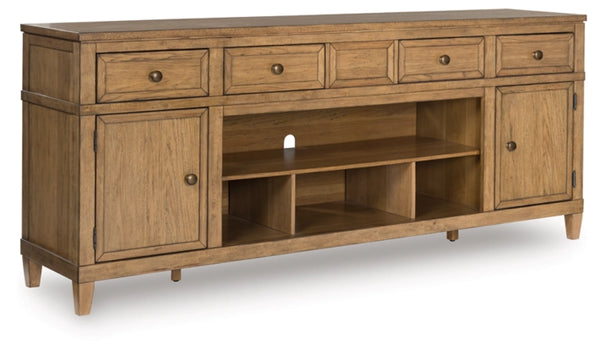Sharlance XL TV Stand w/Fireplace Option; Light Brown