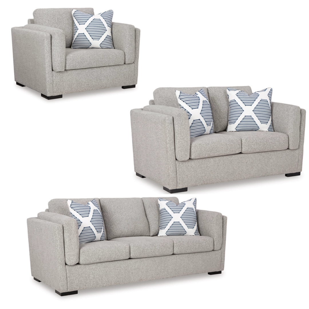 Evansley Sofa Set; Pewter