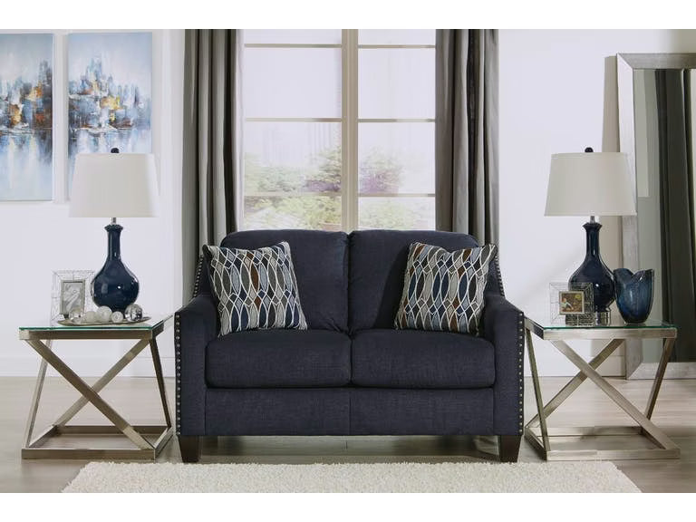 Creeal Heights Loveseat; Midnight Blue
