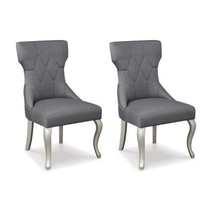 Coralayne Upholstered Side Chair in Silver (Set of Two)