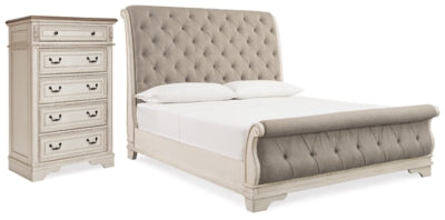 Realyn Queen Upholstered Sleigh Bed and Chest - Ashley Furniture - Brunei