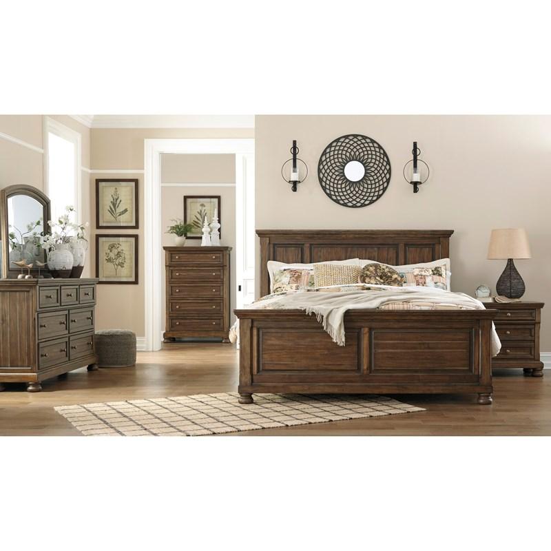 Flynnter Queen Panel Bed, Dresser, Mirror, and Nightstand