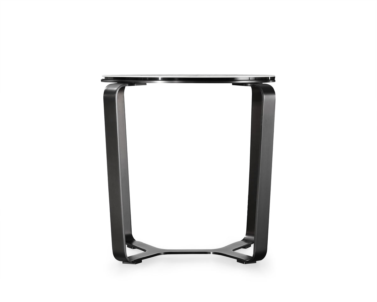 ROUND END TABLE-LANNISTONE;WHITE