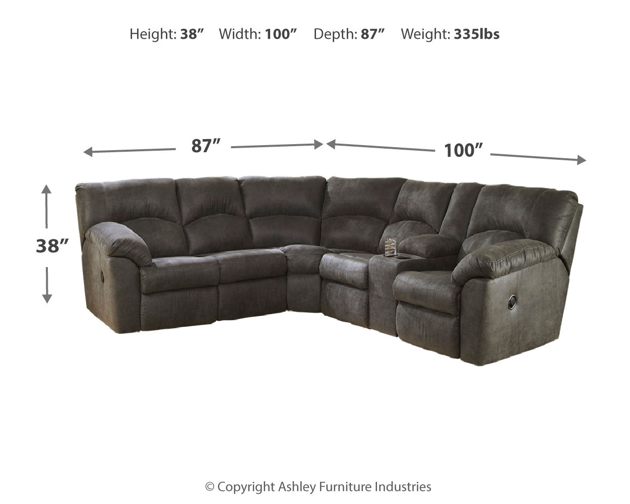 Tambo 2-Piece Reclining Sectional - Ashley Furniture - Brunei