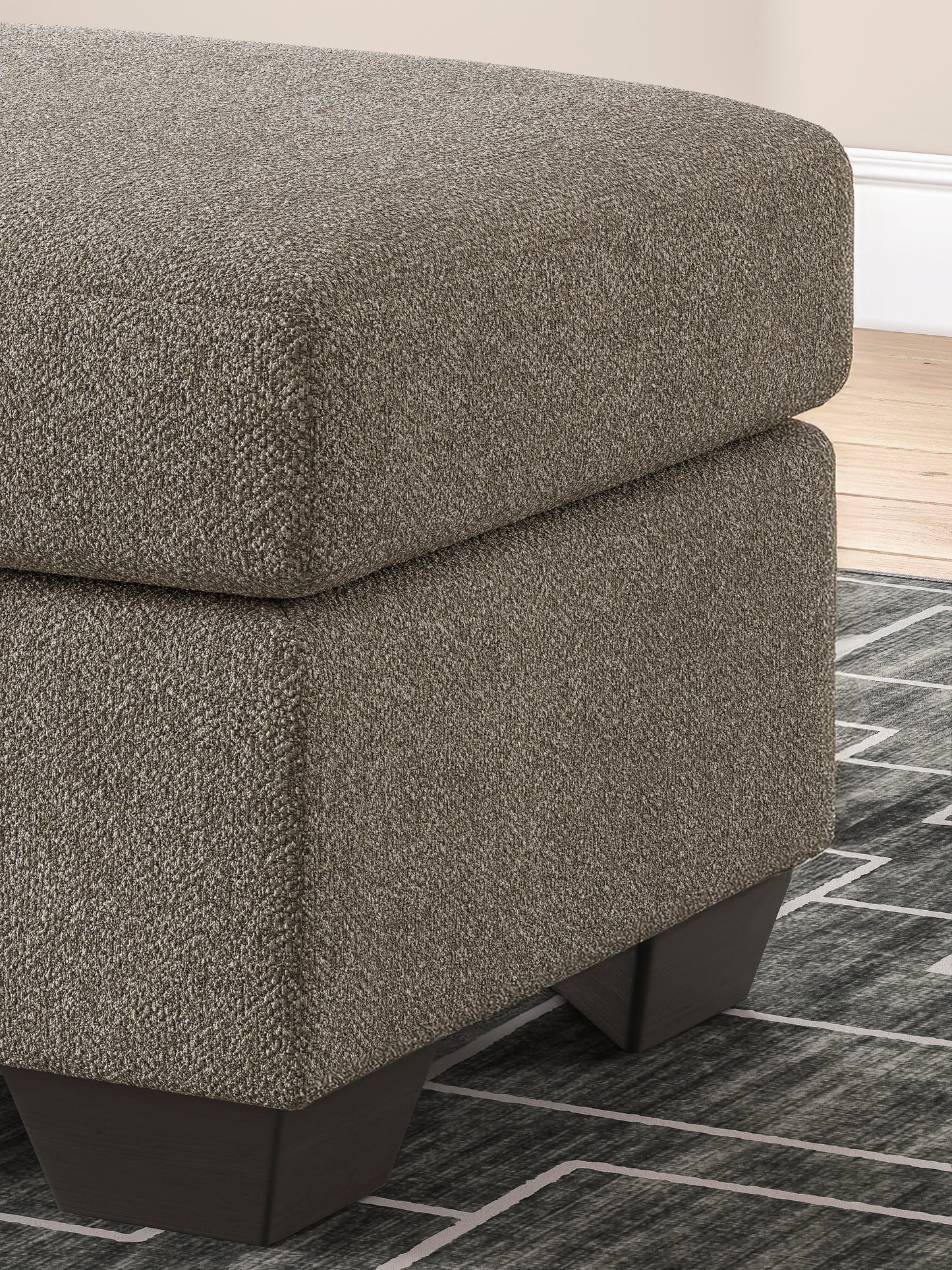 Triston-Peaks Ottoman;Suede
