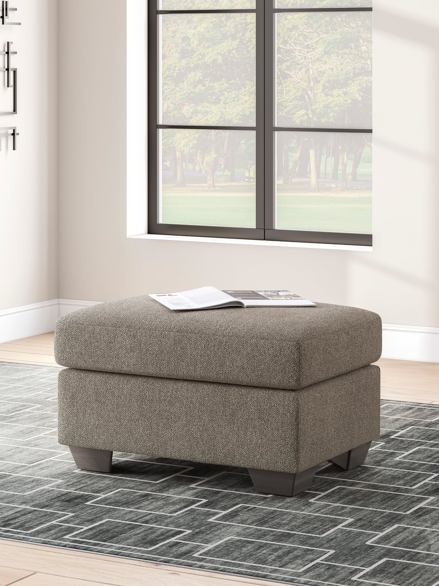 Triston-Peaks Ottoman;Suede