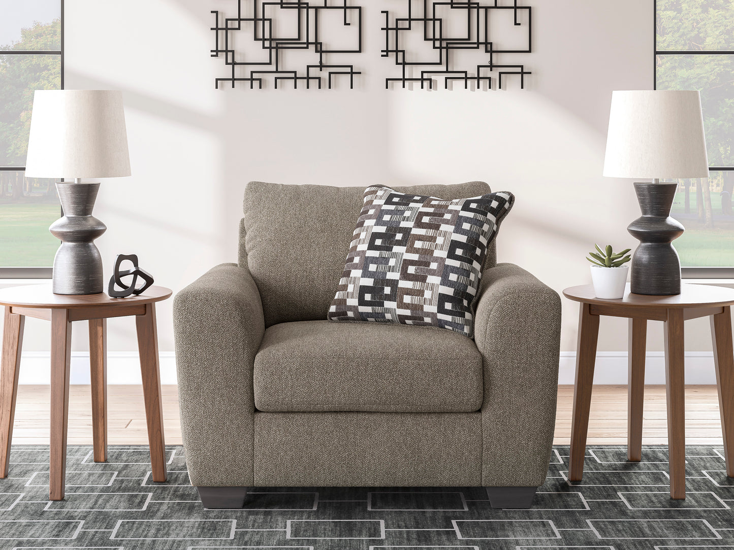 Triston-Peaks Chair and a Half;Suede
