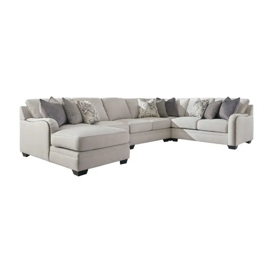 Dellara 4-Piece Sectional with LAF Corner Chaise; CHALK