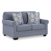 Carissa Manor Sofa and Loveseat; Denim
