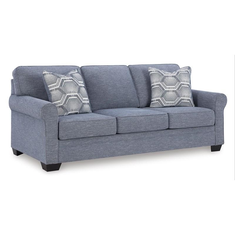 Carissa Manor Sofa and Loveseat; Denim